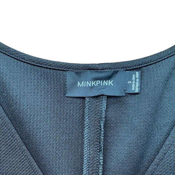 Minkpink Black Textured V-Neck Skater Style Cocktail Dress - Picture 9 of 11